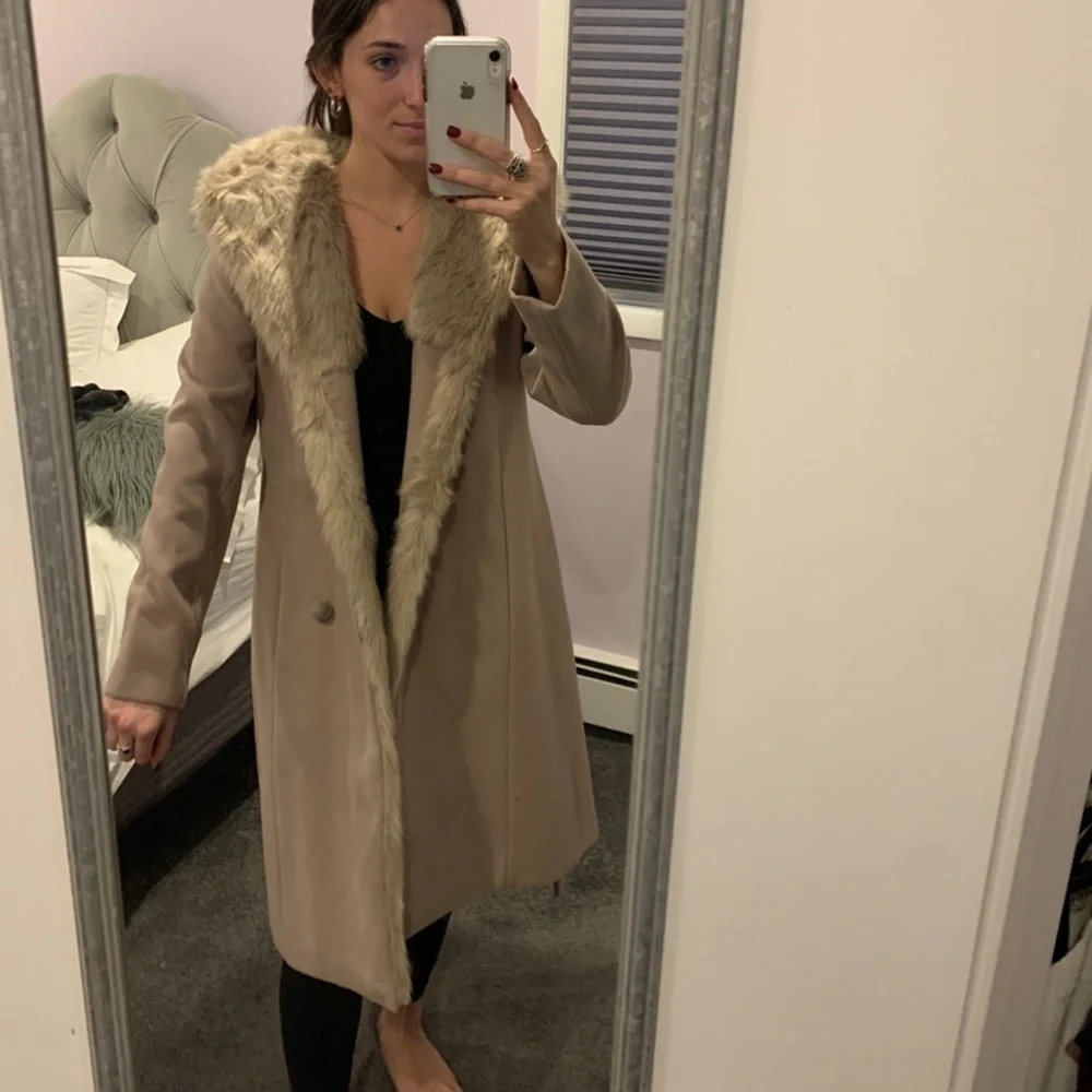 Dennis Basso Faux Fur Trim Wrap Coat NWOT - Picture 11 of 11